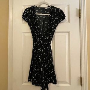 H&M Black with Blue flowers wrap dress